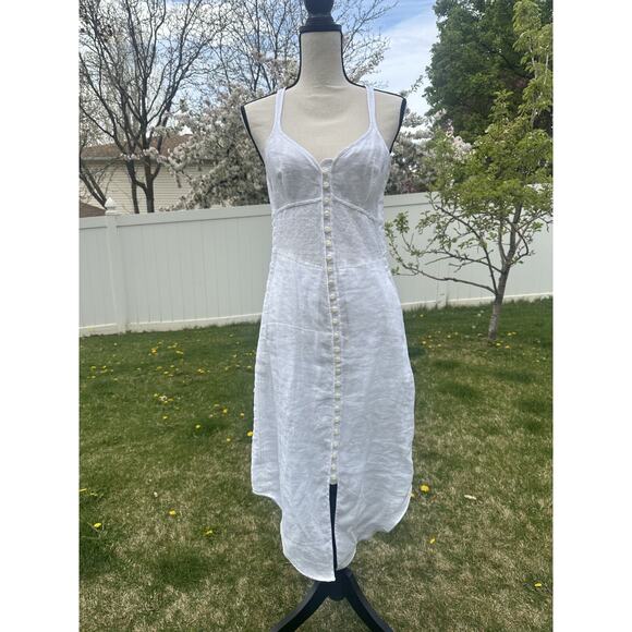 NWT Rag & Bone White Criseli Midi Sun Dress US Size 4 Shirt Tail Hem Retail $395 - Picture 1 of 10